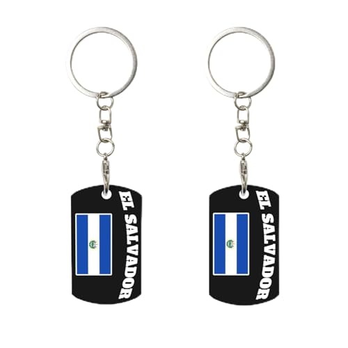 Porte-clés avec clip drapeau du Salvador, porte-clés rectangulaire en métal personnalisé, pour la maison, le bureau et la moto