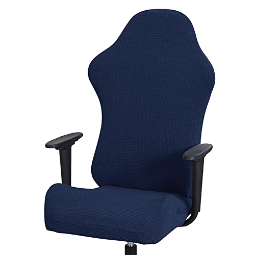 JHLD 2 Set Elastisch Gaming-Stuhlhussen, Jacquard Drehstuhl Bezug Abnehmbarer Bürostuhl bezug waschbar für Computerstuhl Computer-Spielstuhl -Navy blau-Gaming-Stuhl Cover
