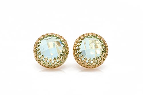 Boucles d'oreilles topaze bleue or rose femme pendantes fait main bijoux Anémone