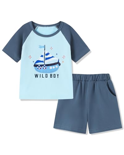 Toddler Boys' Summer 2-Piece Outfit Set Short-Sleeve T-Shirt & Casual Shorts Toddler Clothing 18 Months to 5T