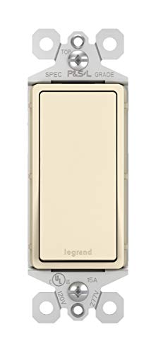Image of Legrand radiant TM873LACC10 15 Amp Rocker Wall Switch, 3-Way Decorator Light Switches, Light Almond (1 Count)