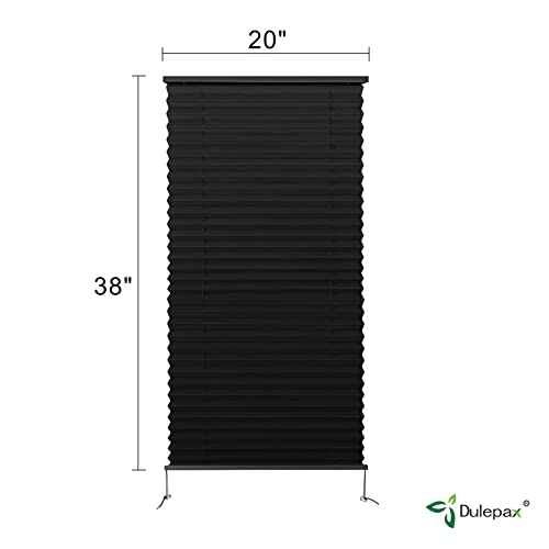 Image of Dulepax RV Blinds - Pleated Shades, 20 inch W x 38 inch L Black RV Window Shades for Camper, Travel Trailers & Motorhome Windows