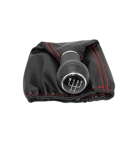 Jodriva For Seat Ibiza 1996 1997 1998 1999 2000 2001 estilo de coche palanca de cambios de 5 velocidades perilla de caja de cambios con bota de cuero PU línea roja Accesorio para pomo de cambio de mar