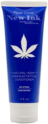 PREMIUM TATTOO LOTION CONDITIONER NEW INK - Before and Aftercare Moisturizer, Organic Shea, Cocoa and Mango Butters and Hempseed Oil, 4 oz. (Natural Hemp) - Piper Cove
