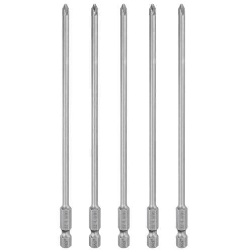 Image of sourcing map 5pcs #1 Phillips Screwdriver Bit PH1 1/4" Hex Shank 6" (150mm) Long Magnetic S2 Steel Industrial Grade Screw Driver Bit Cross Head Electric Drill Bits 0.157" (4mm) Rod