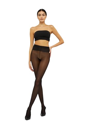 Image of Wolford Neon 40 Denier Tights Pantyhose for Women Semi Sheer Brilliant Shine Soft Logo Waistband Invisible Reinforced Toe