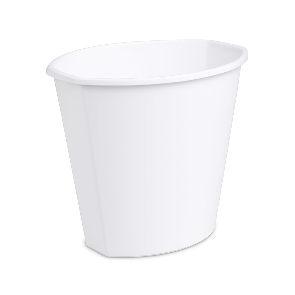 BREVON 2 5 Gallon Small Trash Can White Plastic Open Top Waste Bin Compact Bathroom Garbage Basket for