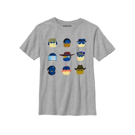 Roblox Boys Blank Faces Avatar Grid T-Shirt, Heather Gray M(8)