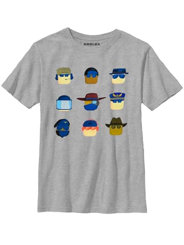 Roblox Boys Blank Faces Avatar Grid T-Shirt, Heather Gray XXL(18)