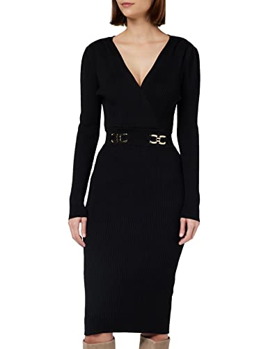 Morgan Vestido de punto ajustado con hebillas Negro M