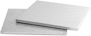 Udekoruj w prasowanym kartonie kwadratowa deska do ciasta sztywna czysta celuloza, 36 x 36 cm, srebrna, 2 sztuki