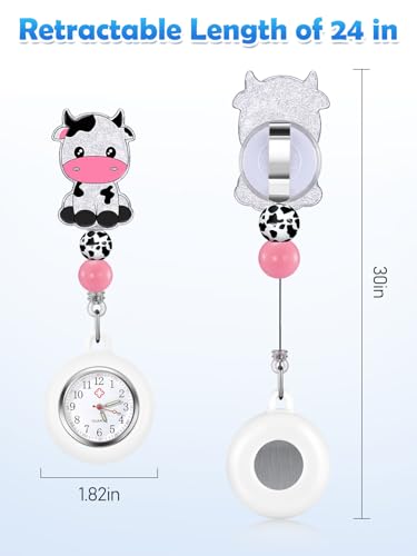 Image of Plifal Nurse Watch Nursing Pocket Badge Fob with Second Hand - Retractable Clip On Clock with Secondhand for Medical Staff Women Men