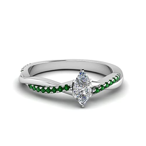 Image of 55Carat Choose Your Gemstone Dainty Infinity Twist Diamond CZ Ring Sterling Silver Marquise Shape Engagement Rings Everyday Jewelry Wedding Jewelry Handmade Gifts for Wife US Size 4 to 12