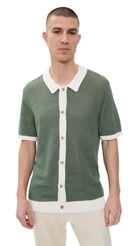 Men's Linen Short Sleeve Button Up Sweater