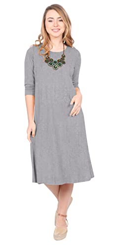 Image of Kosher Casual Women's Modest Lightweight Knit Mid Knee T-Shirt Dress with 3 /4 Sleeves
