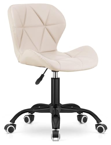 Image of Amazon Brand - Umi Height-Adjustable Faux Leather Office Study Desk Chair for Salon, Spa, in Cream Color