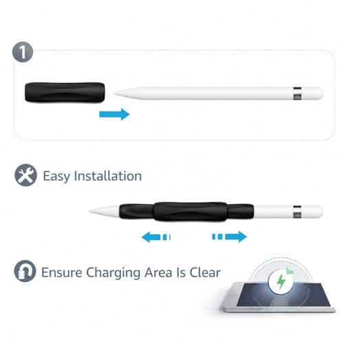 Image of Mizi [3 Pack] Apple Pencil Silicone Comfort Grip Holder Compatible with Apple Pencil Pro (2024), USB-C (2023), 2nd & 1st Generation - (Red, Black, Purple)