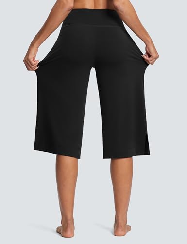 Image of ISEEGZ 15 inch /18 inch /21 inch Capri Pants for Women High Waist Wide Leg Yoga Capris with Pockets Stretchy Loose Fit Casual Workout