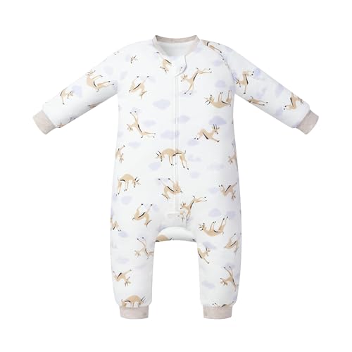 Nest Designs Organic Cotton - Sleeve Footed Sleep Bag 1.0 TOG | Gazelle Sky / 2T-3T