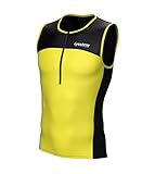 Zimco Men Classic Tri Tank Performance Triathlon Top Tri Singlet Men Swim Bike Run (Yellow, 2XL)