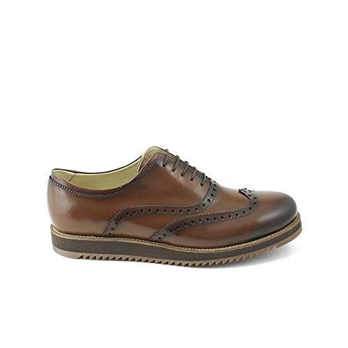 Sapato Oxford em Couro Masculino Solado Borracha Casual Marrom 43
