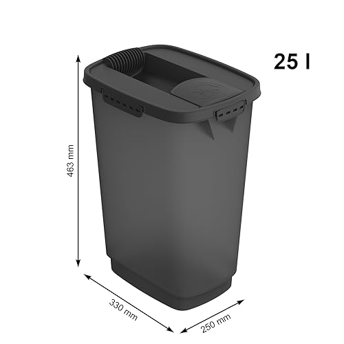 Rotho Cody Tierfutterbehälter 25l mit Deckel und Schüttvorrichtung, Kunststoff (PP) BPA, 25l (33,0 x 25,0 x 46,3 cm)