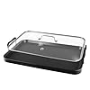 Vayepro 2 Burner Griddle Pan with Glass Lid Stove Top Flat Griddle for Glass Stove Top Aluminum Pancake Griddle Non Stick Griddle for Gas Grill Double Burner Camping Griddle