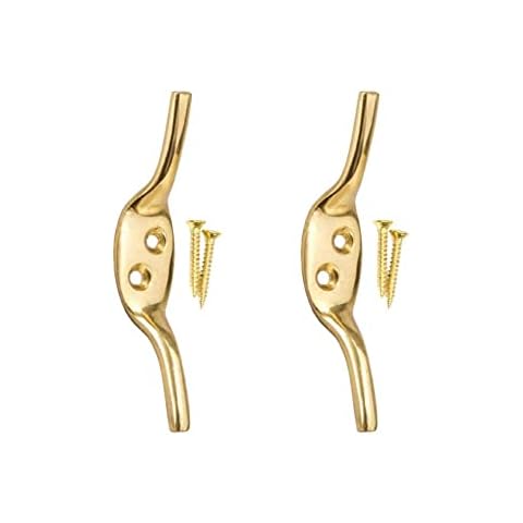 Brass Cleat Hooks Roman Blind Tie Back Brass Cord Hooks Washing Line Tie Downs Curtain Blind Cleat Hook Pack of 2 Cover