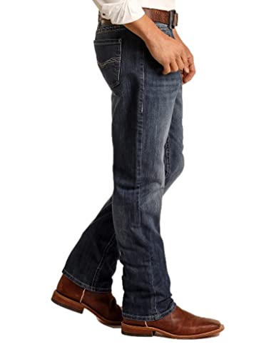 Rock & Roll Western Denim Jeans Mens Bootcut Dark Vintage MTB3482