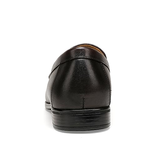 Image of Black Leather Dress Shoes for Men, Casual Metal Buckle Formal Business Shoes Wedding Slip on Loafer Party Dress Shoes
