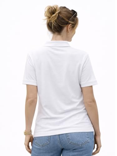 Image of Juneberry Women's Cotton Lycra Polo T- Shirt, Short Sleeve Casual Top, Soft, Lightweight, Stretchable & Stylish, Versatile Everyday Wear, Sizes S-2XL