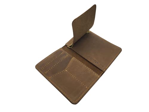 PiBridge Mens Slim Wallet with Money Clip BiFold Credit Card Holder for Men, Men's Handmade Leather Wallet with Gift Box for Father Husband Boyfriend Gift (Brown)2