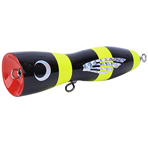 Tomantery Señuelo Popper de Madera, Cebo Artificial Grande de Superficie para Pesca en el Mar, 6,7x1,6x1,2 Pulgadas, 3 Colores para Jurel Gigante, Atún, Doderleinia Berycoides (Negro Amarillo)