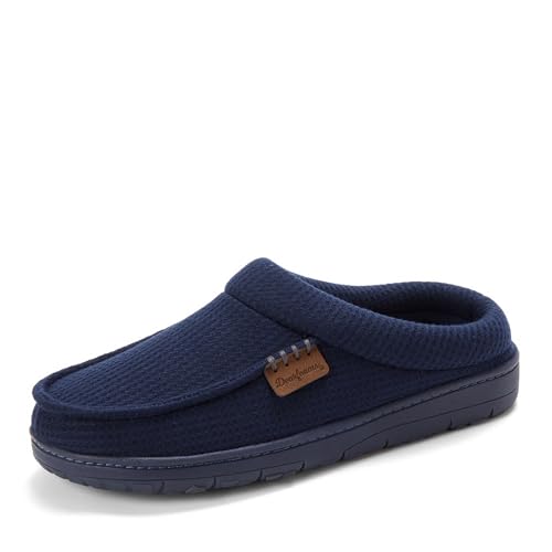 Dearfoams Mens Brendan Perforated MFS Clog Navy Waffle Knit 11-12