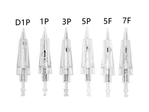 NW 50pcs PMU Cartridge Needles Disposable Permanent Makeup Tattoo Needles for Cordless PMU Machine for Ombre Powder Brows Microblading (1P/1R/1RL) Transparent