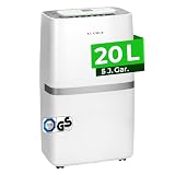 KLAMER Luftentfeuchter elektrisch 20L in 24h mit 5,5L Tank – Leiser, energieeffizienter Raumentfeuchter mit Smart Sensor, Timer & Wäschemodus – Gegen Schimmel, Feuchtigkeit & Kondenswasser