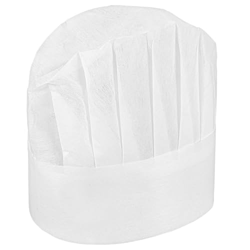 oruola 10 Stück Kinder Kochmütze,Verstellbare Kochmütze Einweg für Kinder und Frauen,25×18cm Kochmützen Vliesstoff für Küche Hausarbeit Restaurant Catering Kochparty,Weiß