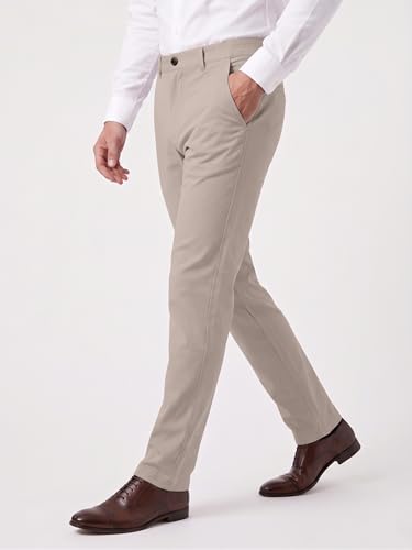Image of Mehrang Men's Slim Fit Casual Mid Rise, Cotton Blend Trousers, Side Pockets || Classic Slim Fit Chino Pants || Business Casual Dress Trousers