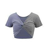 WQEPYY Camiseta Deportivo Mujer Camiseta De Manga Corta De Secado RáPido Ombligo De Talle Alto Camisetas De Yoga Fitness Top Ropa Mangas Cortas Reversibles De Seda De Hielo (Azul M)