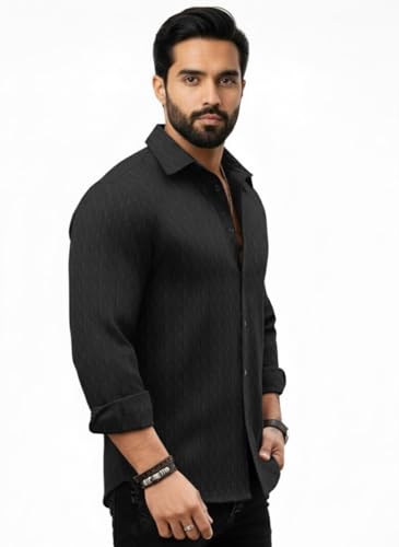 Image of Amazon Brand - INKAST Men's Regular Fit Button Down Dress Shirts Textured Long Sleeve Casual Hawaiian Shirt