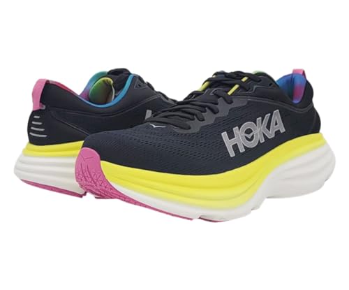 HOKA HOKA Bondi 8 Mens Shoes Size 10, Color: Black/Citrus Glow