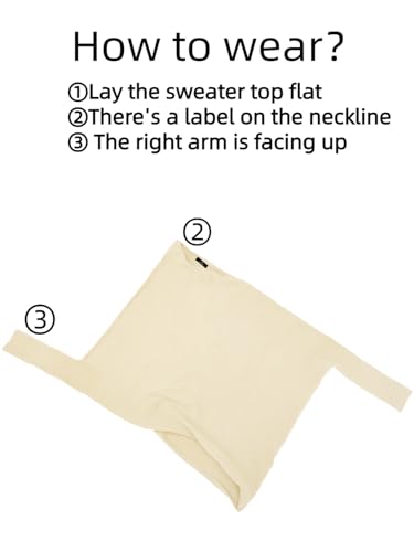 Lillusory Womens Batwing Oversized Sweaters Assymetrical Off The Shoulder Boat Neck Wrap Tunic Tops Fall Fashion Cloth Outfit Apricot Medium thumb #4