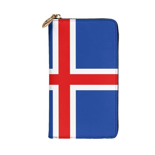 Flag of Iceland Leather Long Wallet, 12 Credit Card Slots, 3 Cash Slots, Coin Compartment, Unisex2