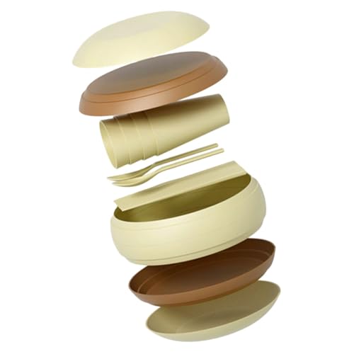 BESPORTBLE Camping Picnic Tableware Set 17pc Dish Plate Bowl Cup Spoons Chopsticks Reusable Cutlery Set for Outdoor Boys and Girls Plates Elegant Design