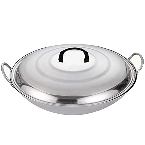 Wok de acero inoxidable con tapa y doble asa 40cm miniatura 1