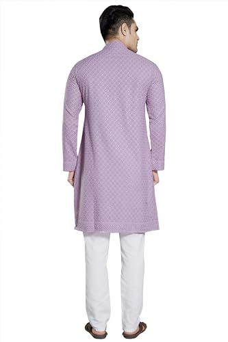 Image of DIVISIVE Men's Sequince Embroidered Cotton Blend Slim Fit Kurta Pyjama Set