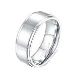 Whoiy Anillos de boda negros con grabado, anillo de banda de titanio 4 mm/6 mm/8 mm/10 mm cepillado, anillos de pareja simples y sencillos de bisutería para parejas, tallas 47-75, 63 (20.1), Titanio