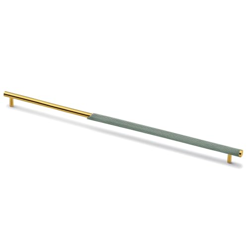 Image of Plantex Stainless Steel & Aluminium Cabinet Handle /450mm Wardrobe Door Handle /Cupboard Pull-Push Handles for Home /Office - Pack of 1 (Green & Gold)
