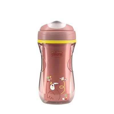 Chicco Vaso Active  Vaso de plástico para niños 266 ml  Vaso para niños 14+ meses para aprender a beber  Térmico con boquilla ergonómica antimordeduras y válvula Easy Sip  0% BPA  Rosa