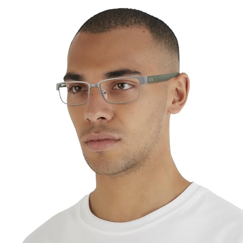 A|X ARMANI EXCHANGE Men's AX1017 Rectangular Prescription Eyewear Frames, Matte Gunmetal/Demo Lens, 54 mm